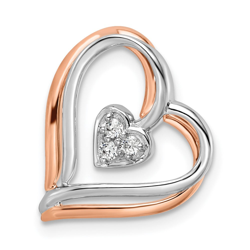 14K Two-Tone Lab Grown Diamond VS/SI FGH Double Frame Heart Pendant