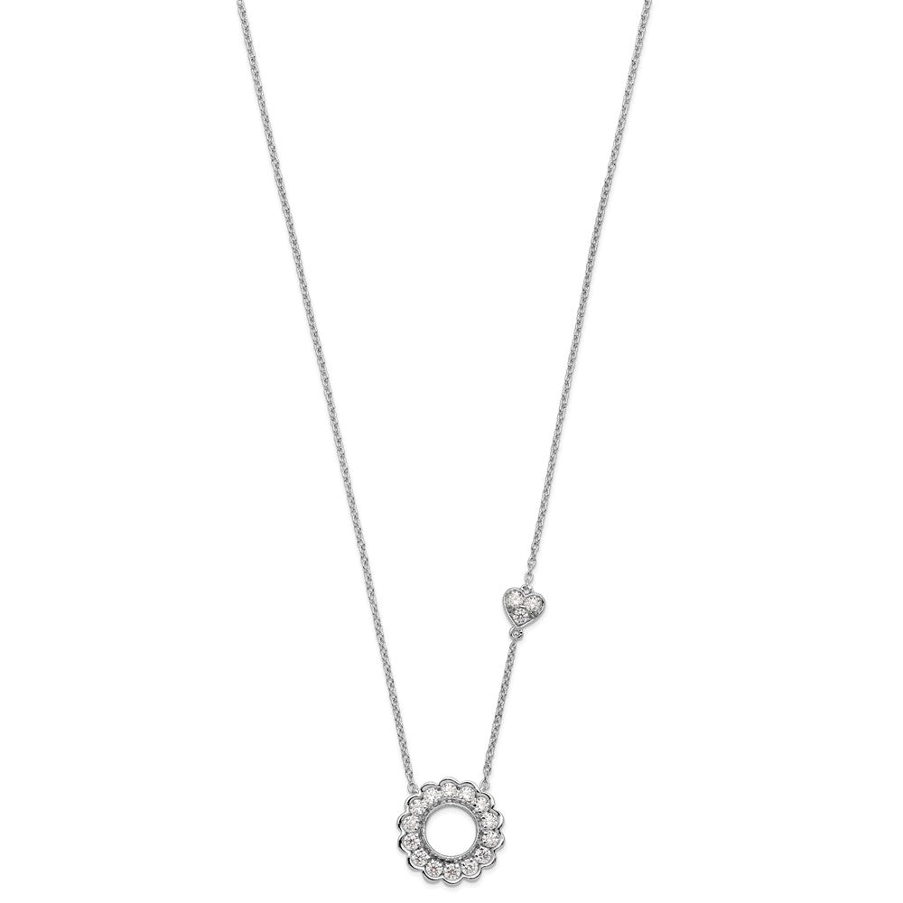 14K White Gold Lab Grown Diamond VS/SI FGH Heart and Circle Necklace