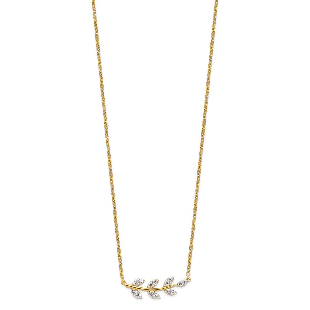 14K Lab Grown Diamond VS/SI FGH Branch with Leaves Necklace