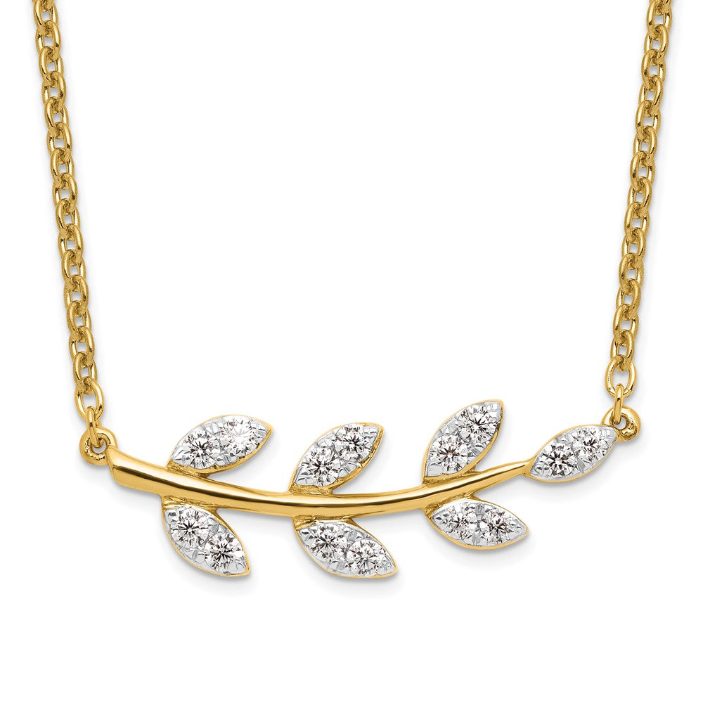 14K Lab Grown Diamond VS/SI FGH Branch with Leaves Necklace