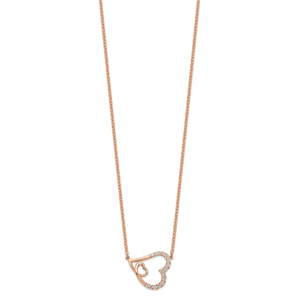 14K Rose Gold Lab Grown Diamond VS/SI FGH Intertwined Hearts Necklac