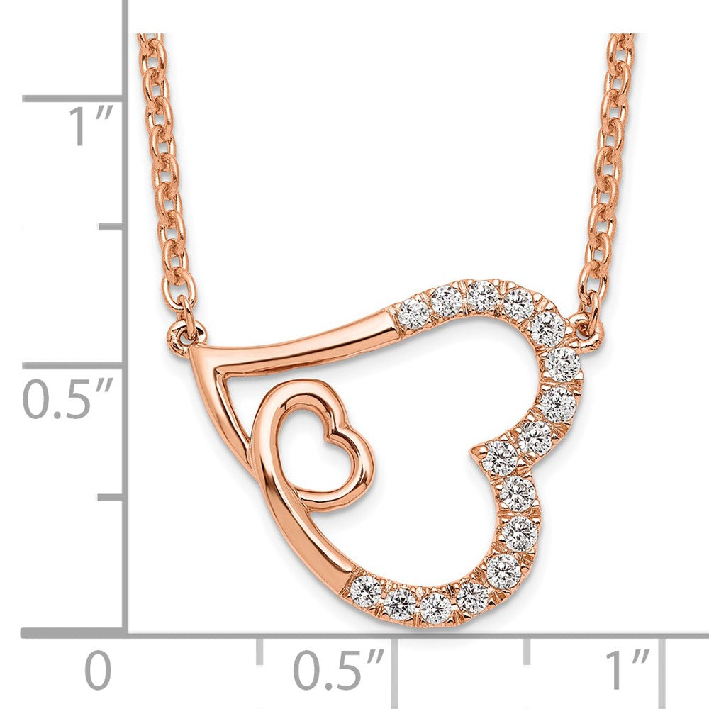 14K Rose Gold Lab Grown Diamond VS/SI FGH Intertwined Hearts Necklac