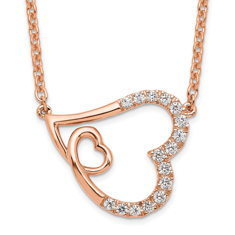 14K Rose Gold Lab Grown Diamond VS/SI FGH Intertwined Hearts Necklac