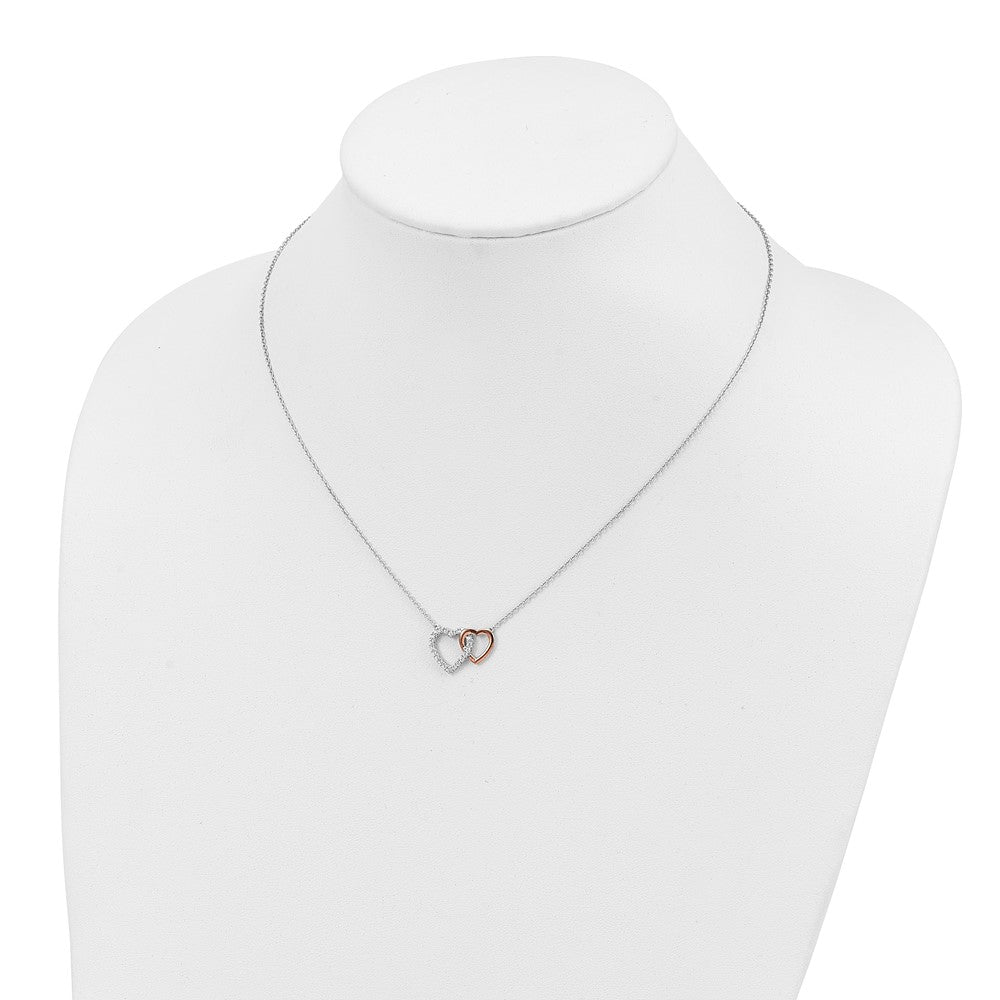 14K Two-Tone Lab Grown Diamond VS/SI FGH Hearts Necklace