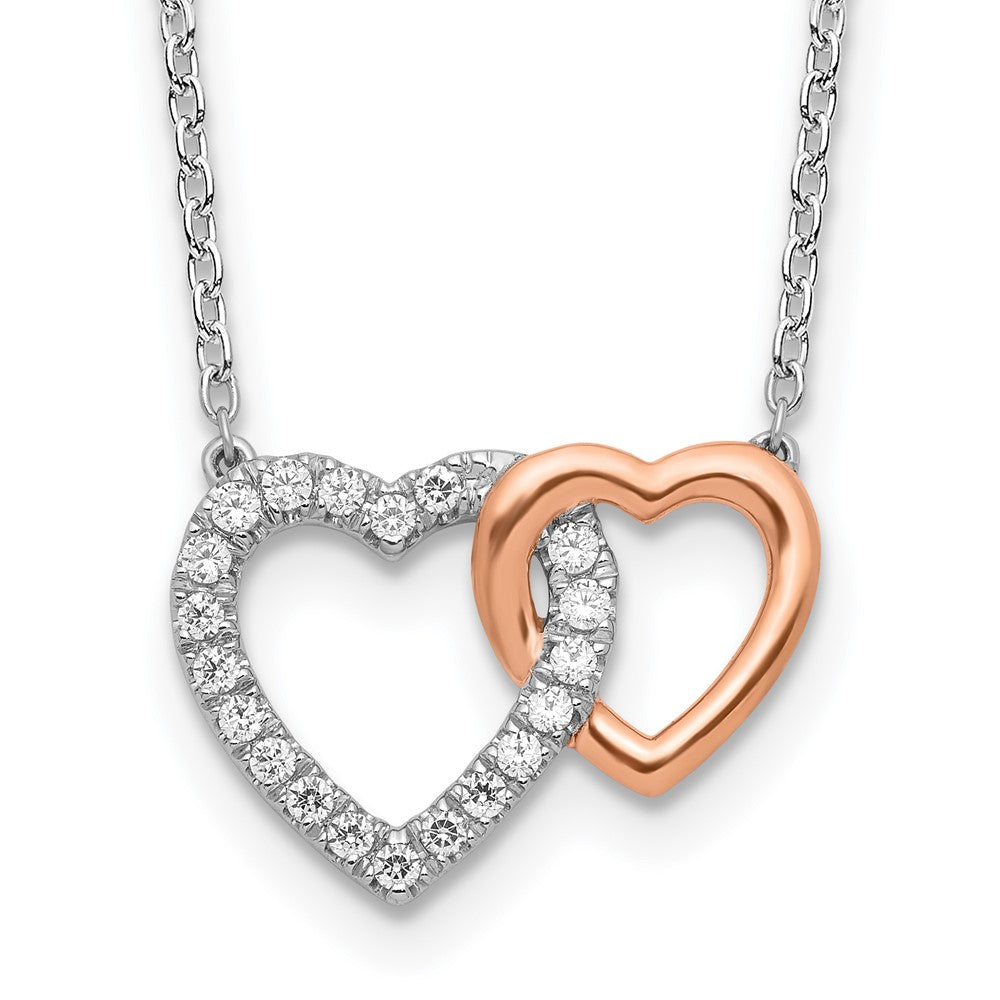 14K Two-Tone Lab Grown Diamond VS/SI FGH Hearts Necklace