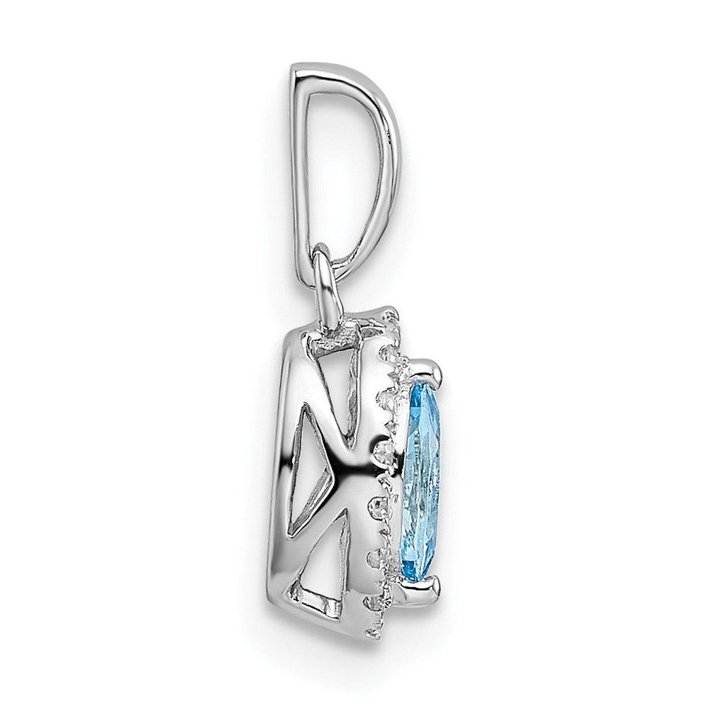 14K White Gold Lab Grown VS/SI FGH Dia and Aquamarine Pendant