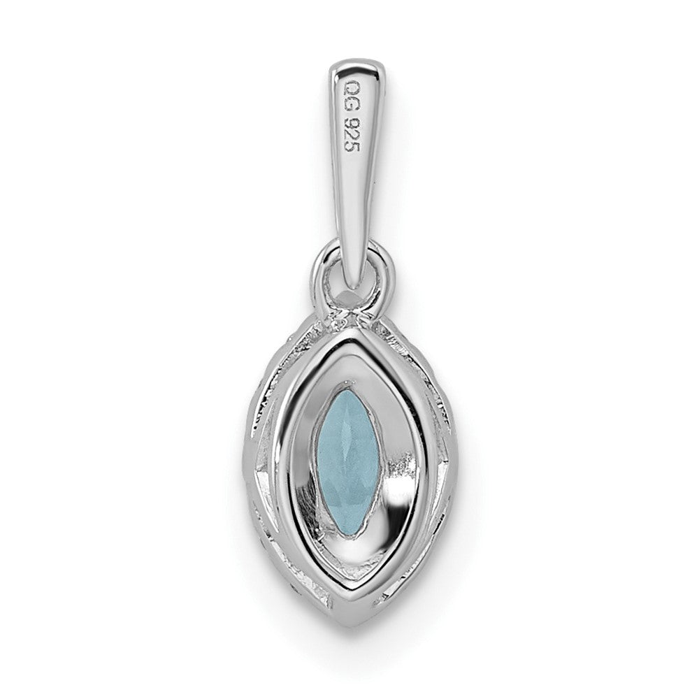 14K White Gold Lab Grown VS/SI FGH Dia and Aquamarine Pendant