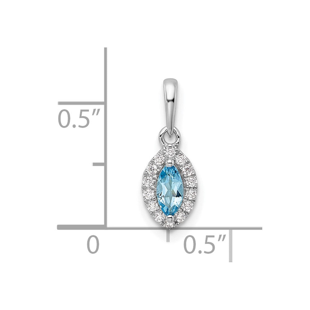 14K White Gold Lab Grown VS/SI FGH Dia and Aquamarine Pendant