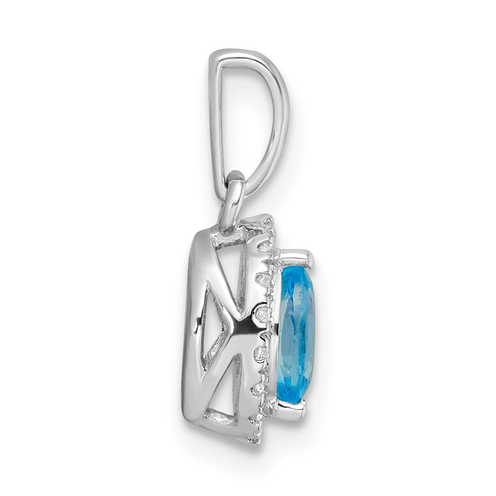 14K White Gold Lab Grown VS/SI FGH Dia and Blue Topaz Pendant