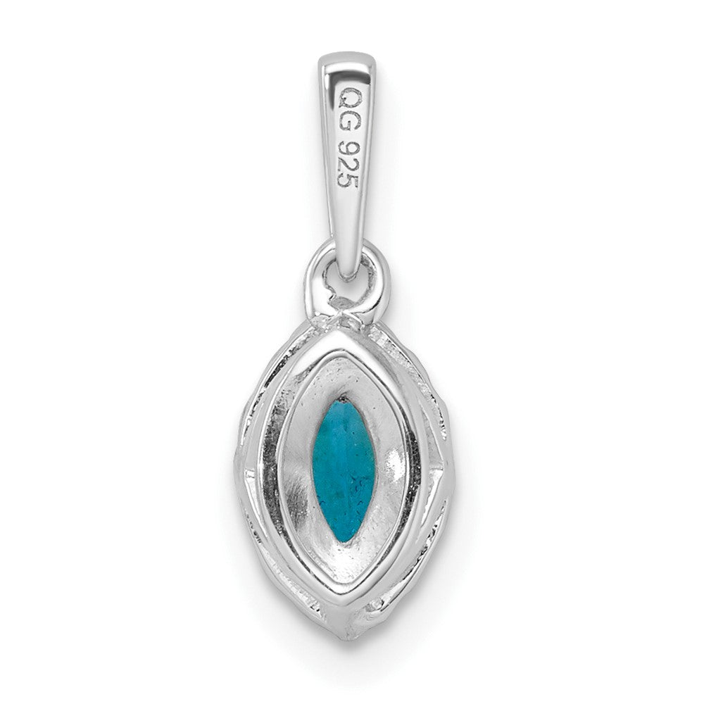 14K White Gold Lab Grown VS/SI FGH Dia and Blue Topaz Pendant