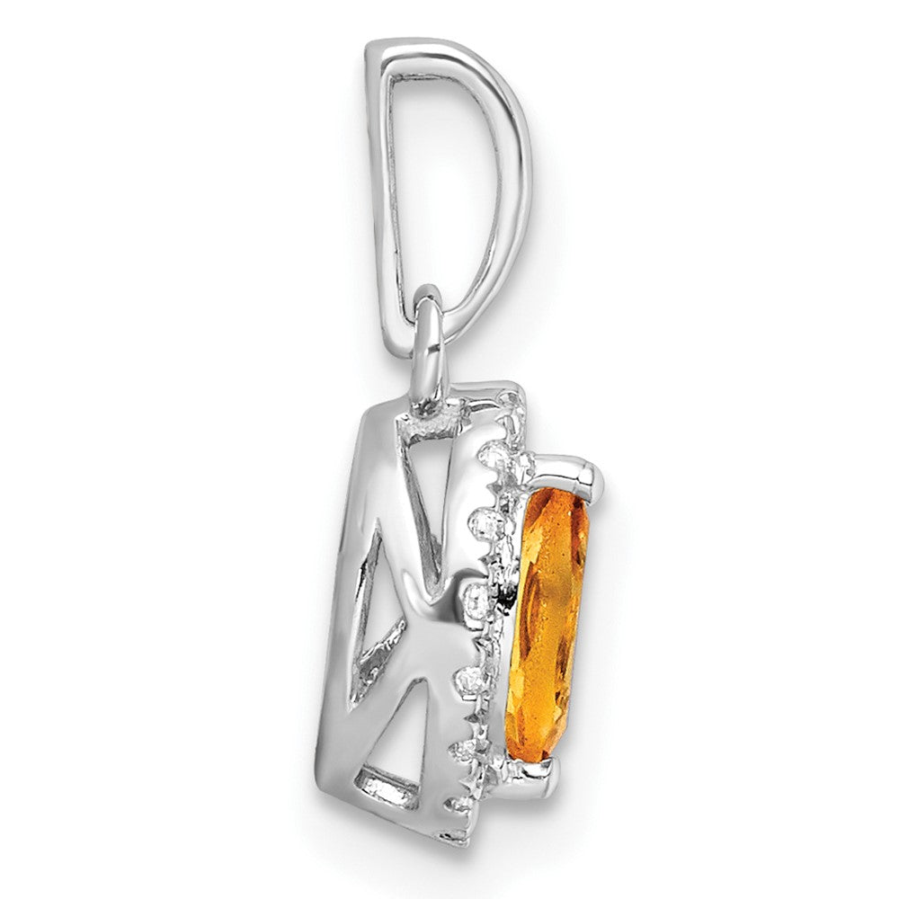 14K White Gold Lab Grown VS/SI FGH Dia and Citrine Pendant