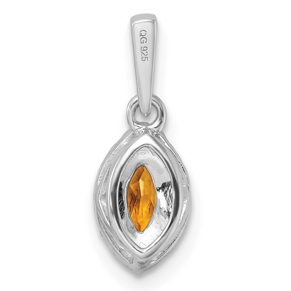 14K White Gold Lab Grown VS/SI FGH Dia and Citrine Pendant