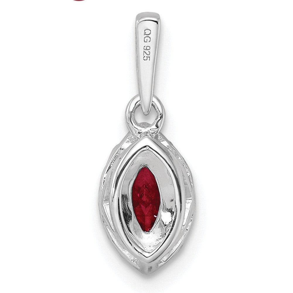 14K White Gold Lab Grown VS/SI FGH Dia and Created Ruby Pendant