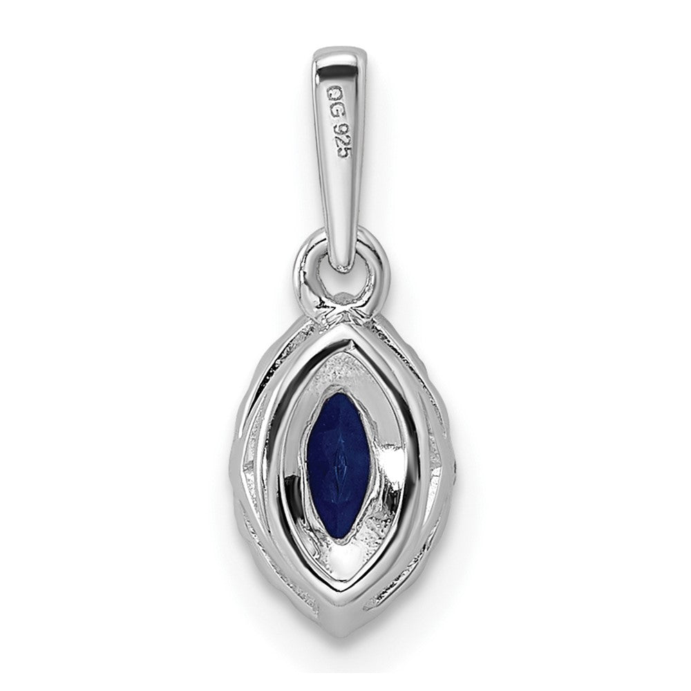 14K White Gold Lab Grown VS/SI FGH Dia and Cr Blue Sapphire Pendant