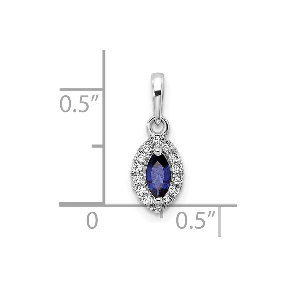 14K White Gold Lab Grown VS/SI FGH Dia and Cr Blue Sapphire Pendant