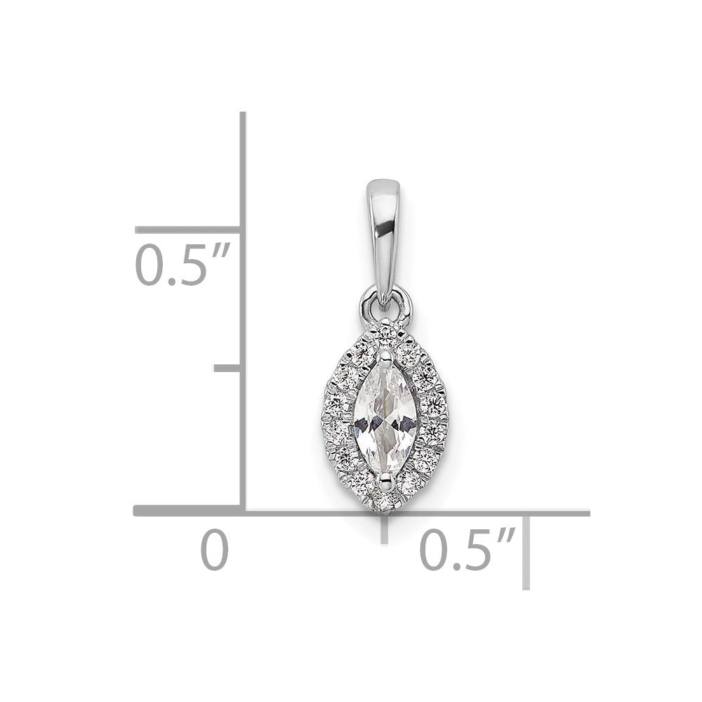 14K White Gold Lab Grown VS/SI FGH Dia and White Sapphire Pendant