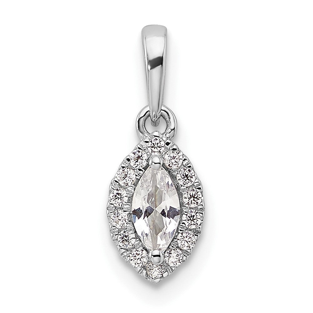 14K White Gold Lab Grown VS/SI FGH Dia and White Sapphire Pendant