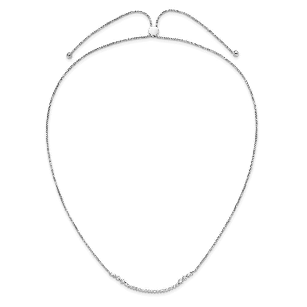 14K White Gold Lab Grown VS/SI FGH Dia Tennis Style Bolo Adjustable Necklac