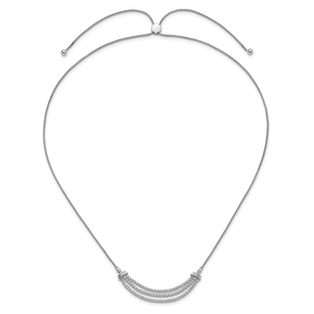 14K White Gold Lab Grown VS/SI FGH Dia Three-row Tennis Style Bolo Necklac