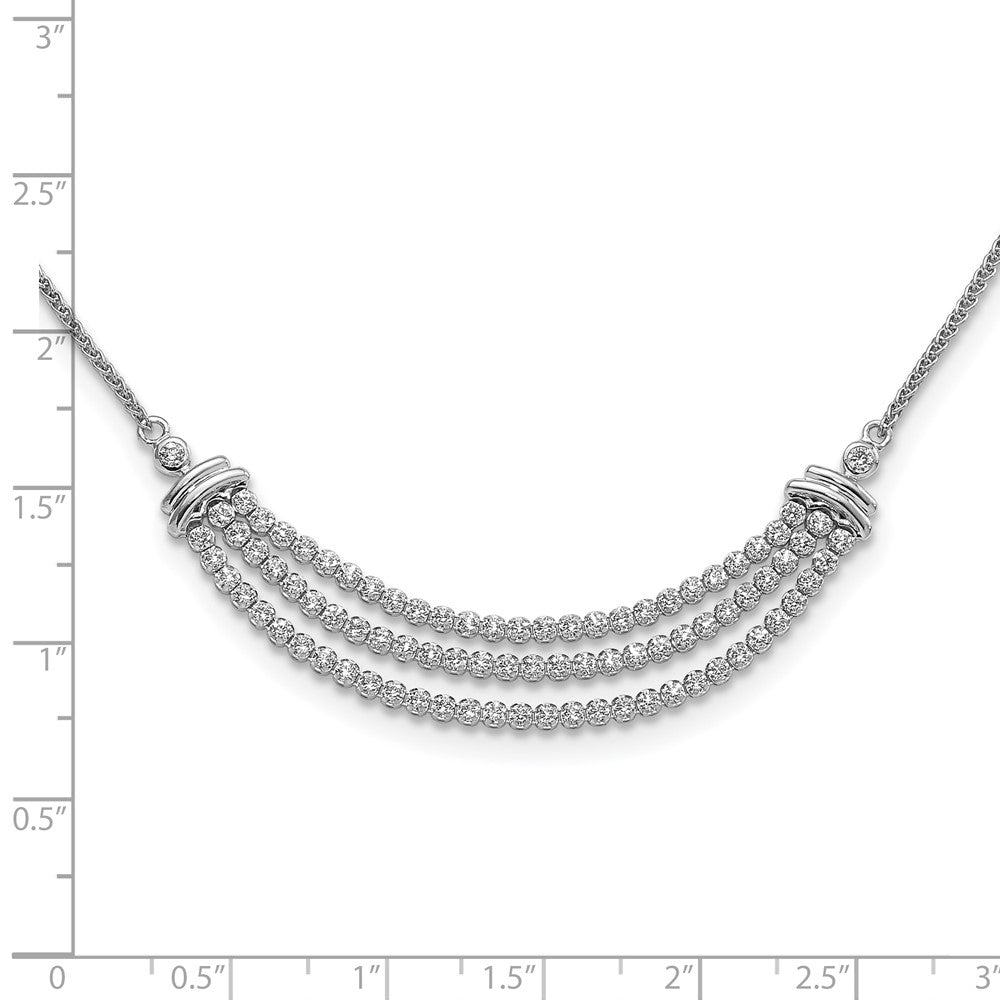 14K White Gold Lab Grown VS/SI FGH Dia Three-row Tennis Style Bolo Necklac