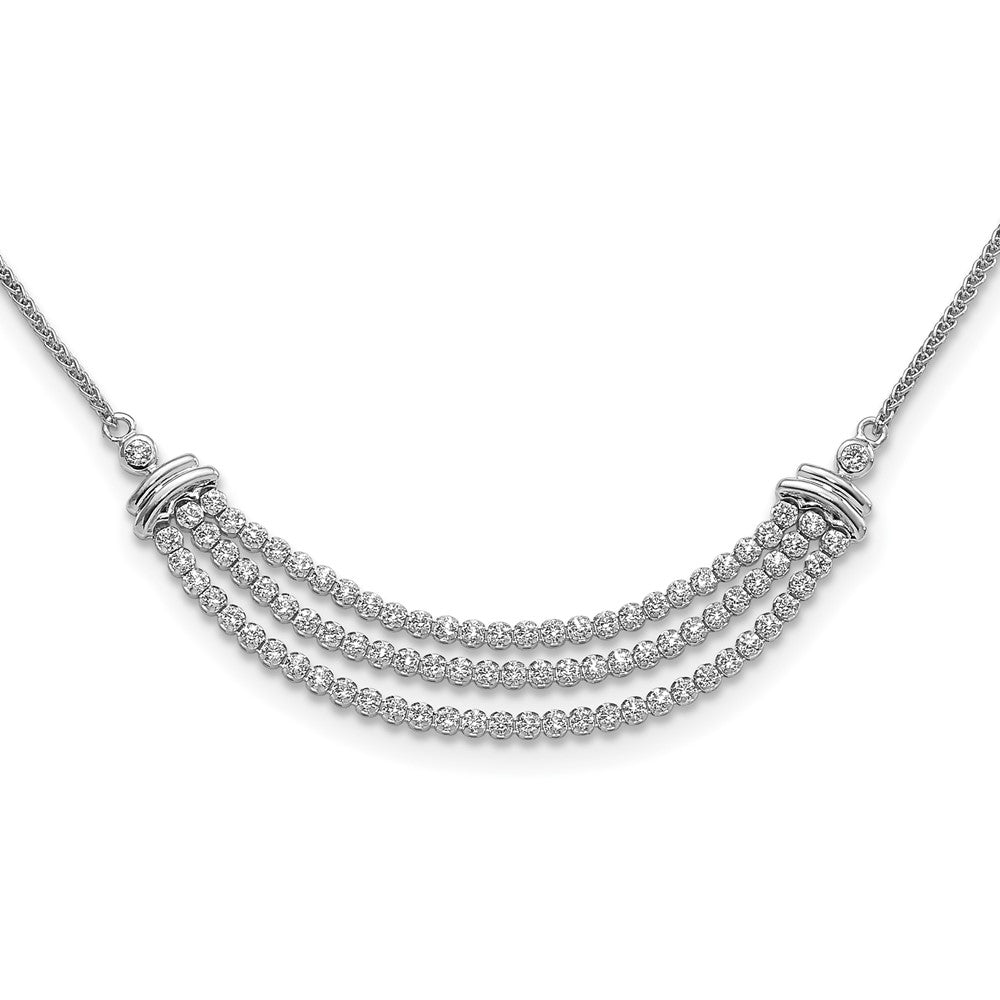 14K White Gold Lab Grown VS/SI FGH Dia Three-row Tennis Style Bolo Necklac