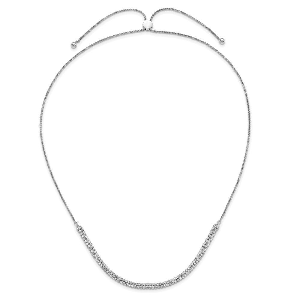 14K White Gold Lab Grown VS/SI FGH Dia Two-row Tennis Style Bolo Necklace