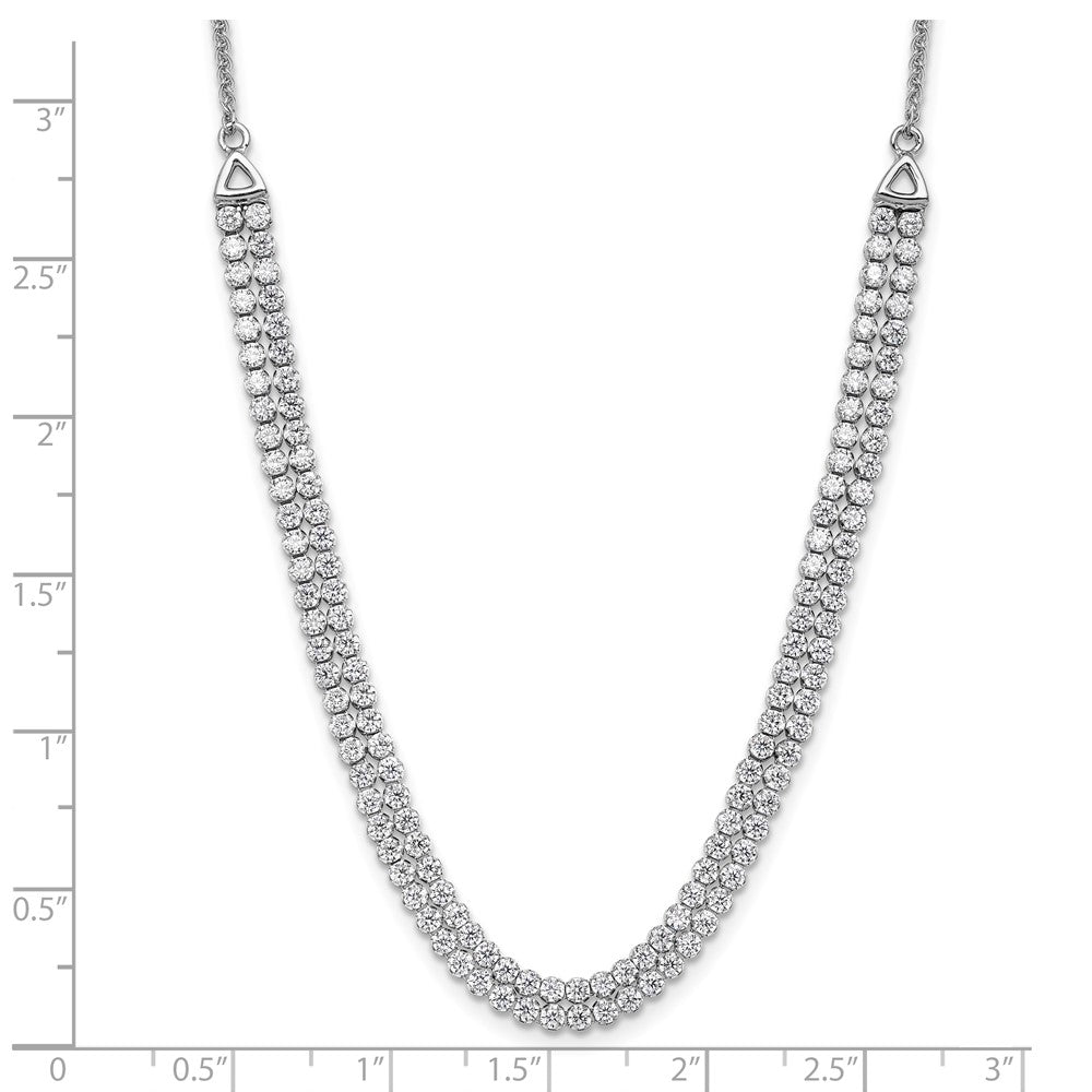 14K White Gold Lab Grown VS/SI FGH Dia Two-row Tennis Style Bolo Necklace