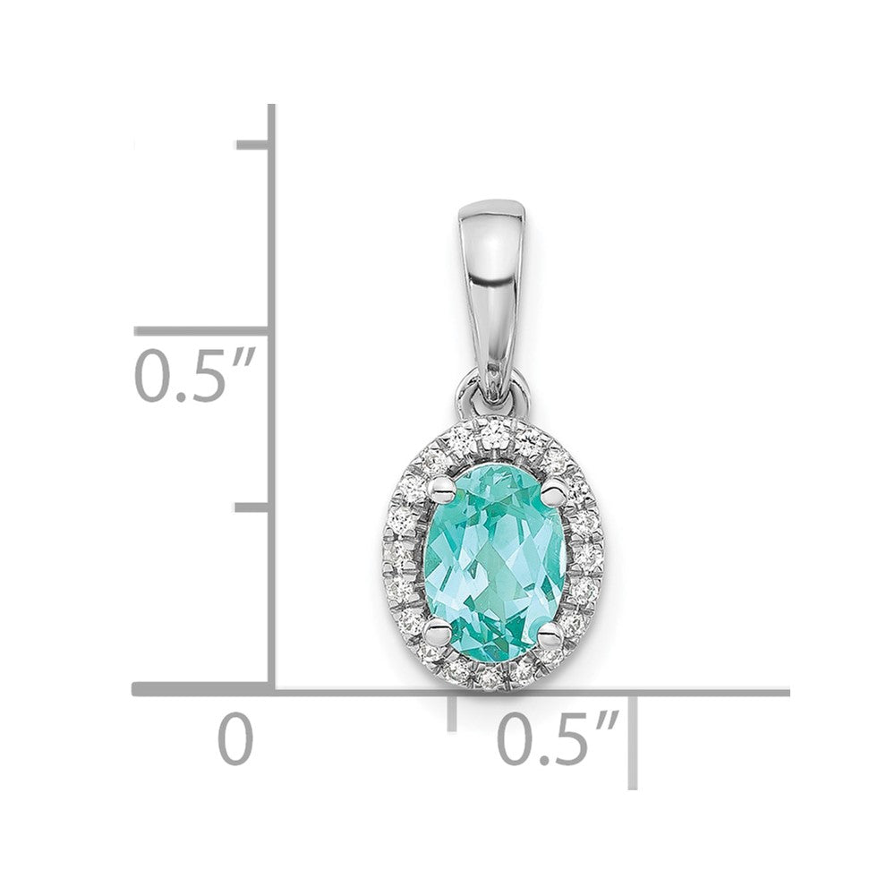 14K White Gold Pure Serenity Lab Grown Diamond and Lab Created Oval Paraiba Pendant