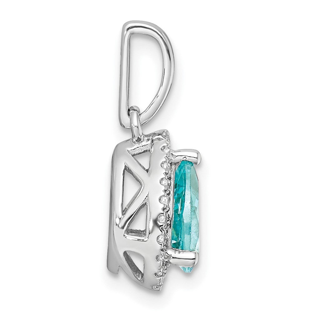 14K White Gold Pure Serenity Lab Grown Diamond Pear Created Paraiba Pendant