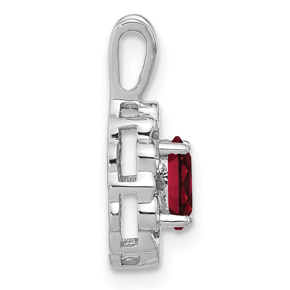 14K White Gold Lab Grown VS/SI FGH Dia and Lab Created Ruby Pendant