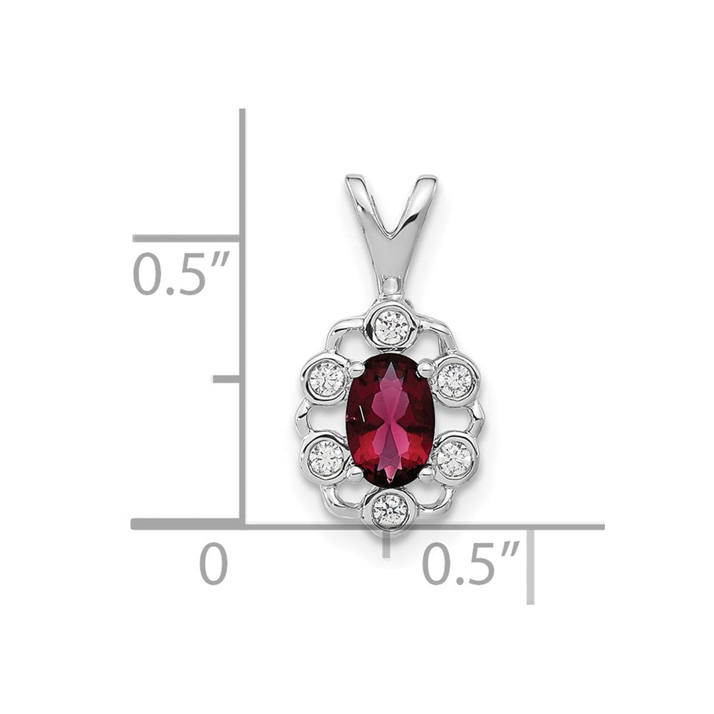 14K White Gold Lab Grown VS/SI FGH Dia and Lab Created Ruby Pendant