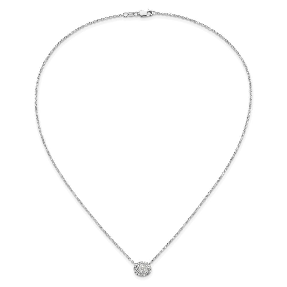 14K White Gold Lab Grown VS/SI FGH Dia Halo Complete Oval 18 Inch Necklace