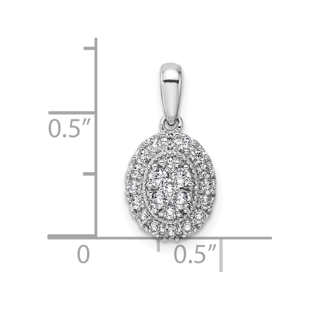 14K White Gold Lab Grown VS/SI FGH Dia Oval Halo Pendant