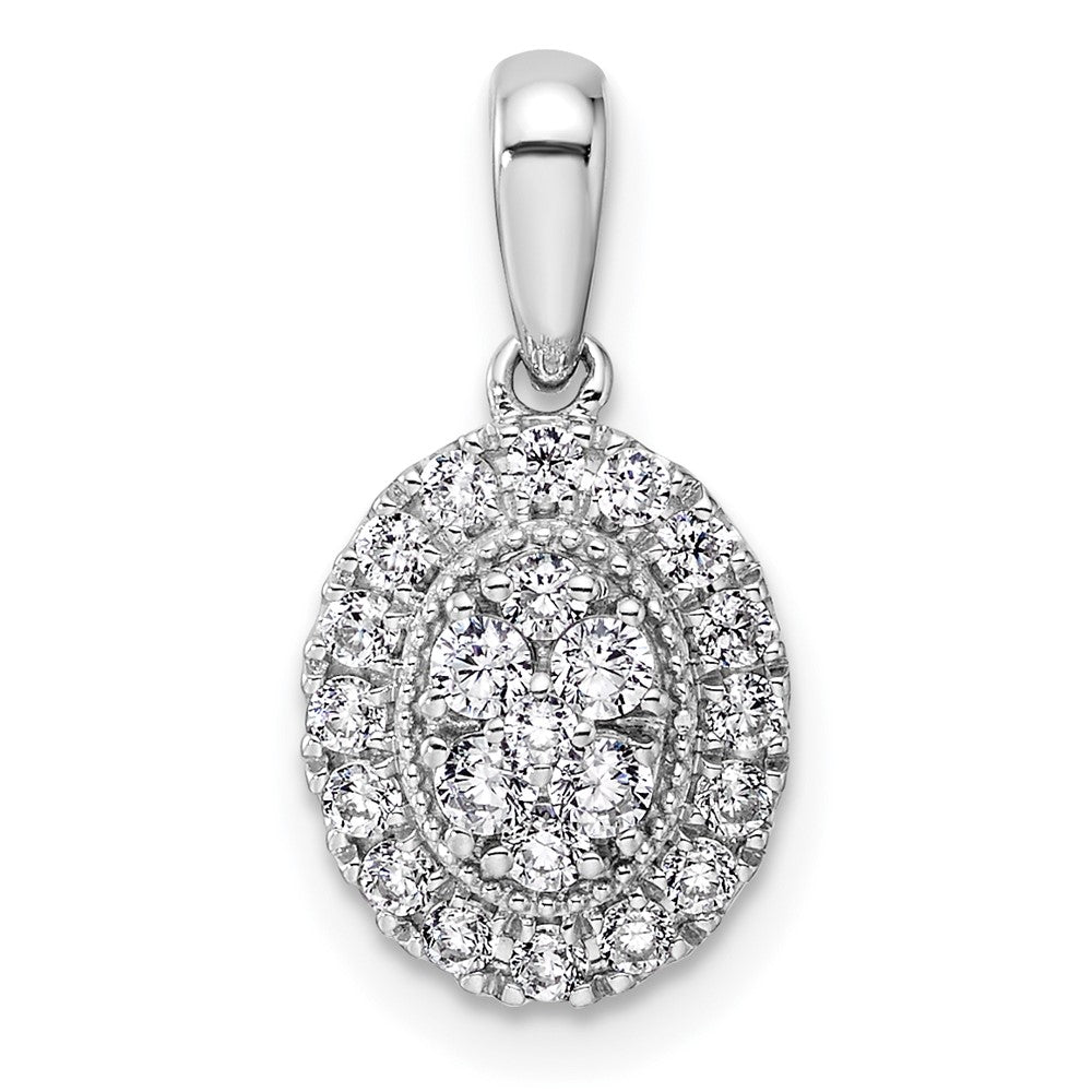 14K White Gold Lab Grown VS/SI FGH Dia Oval Halo Pendant