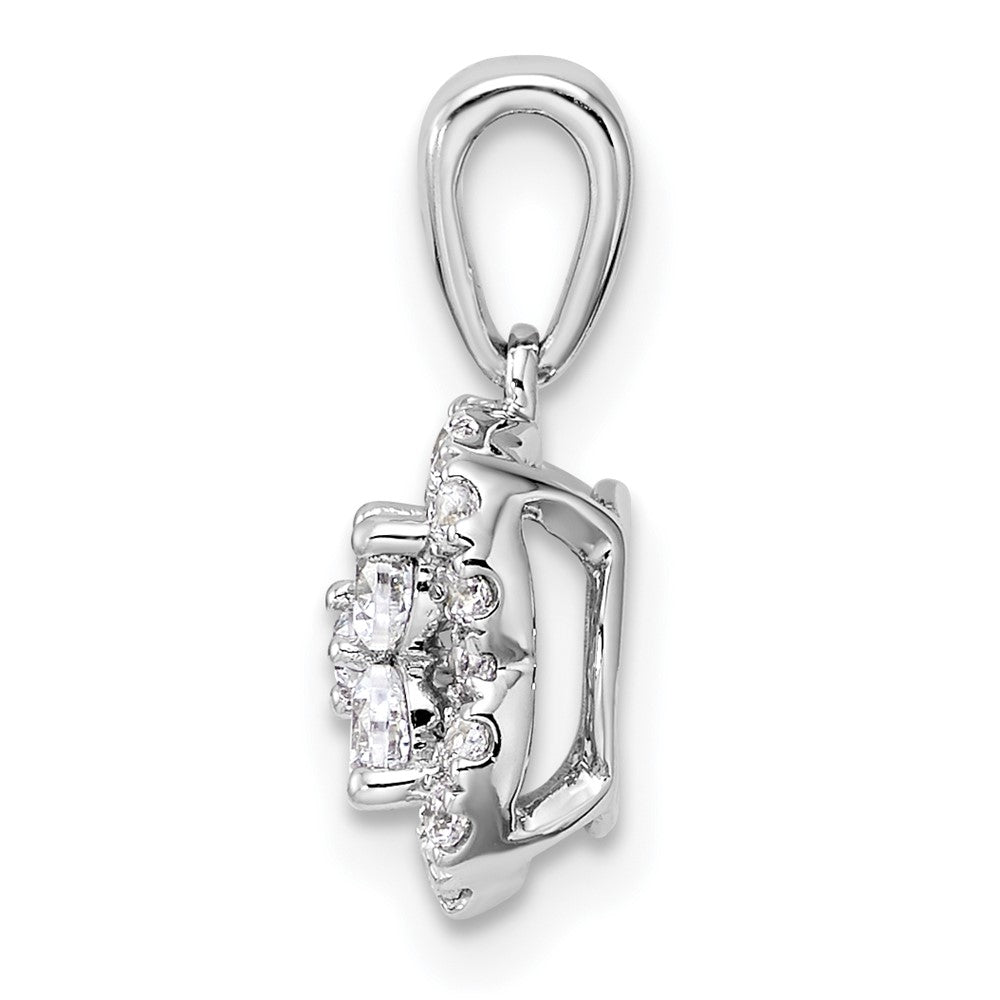 14K White Gold Lab Grown VS/SI FGH Dia Square Halo Pendant