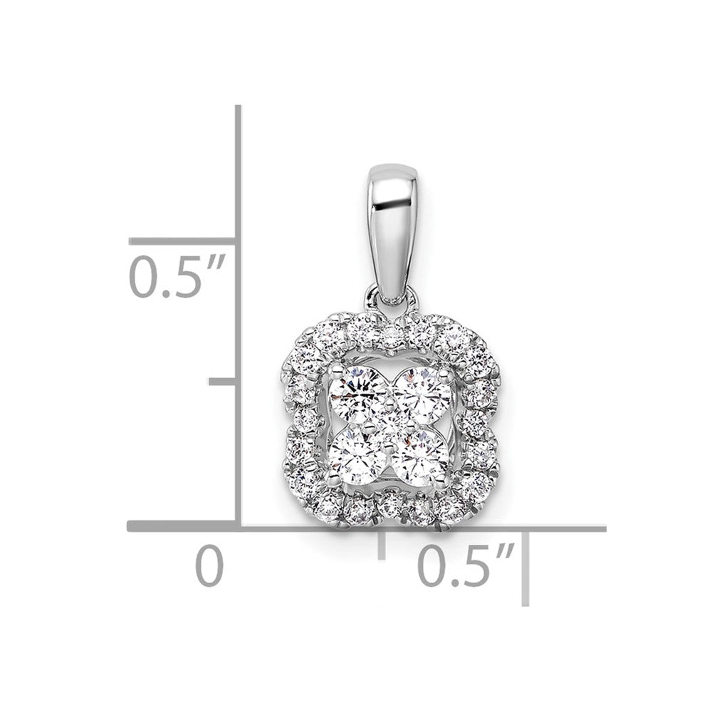 14K White Gold Lab Grown VS/SI FGH Dia Square Halo Pendant