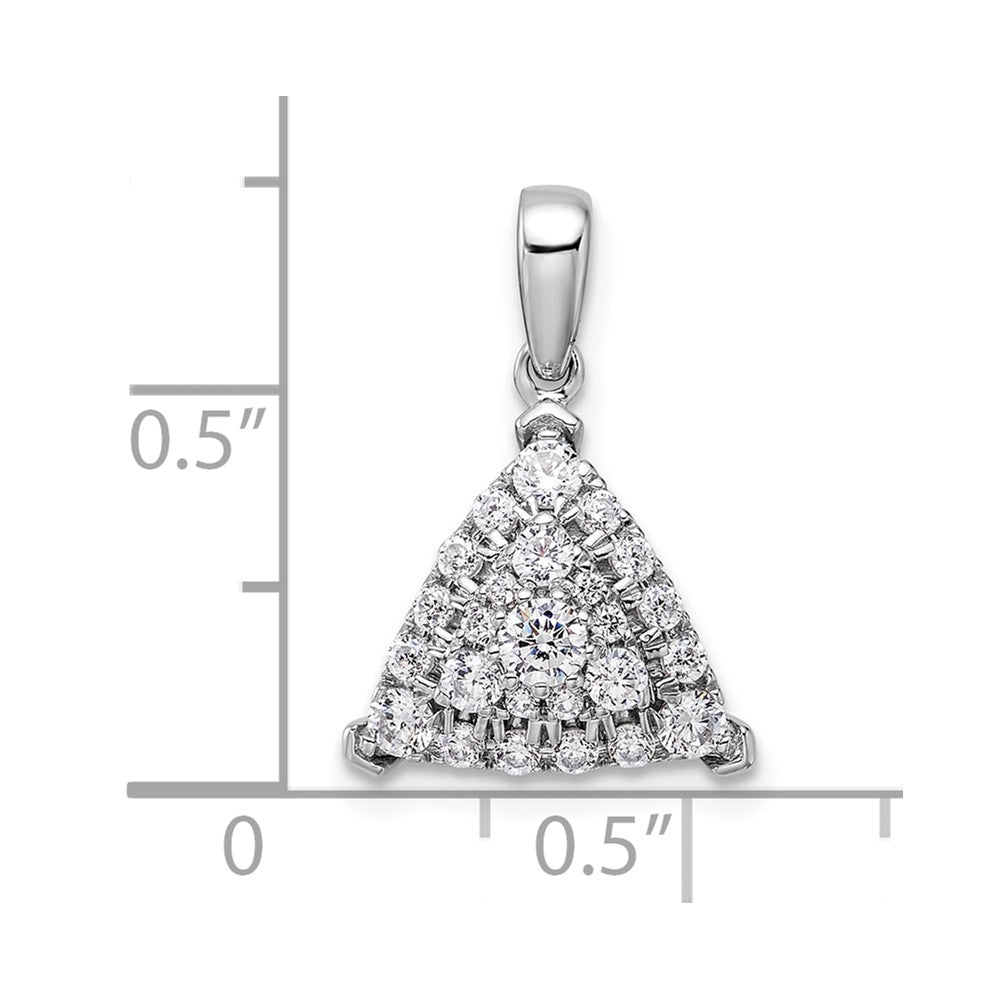 14K White Gold Lab Grown VS/SI FGH Dia Triangle Cluster Pendant