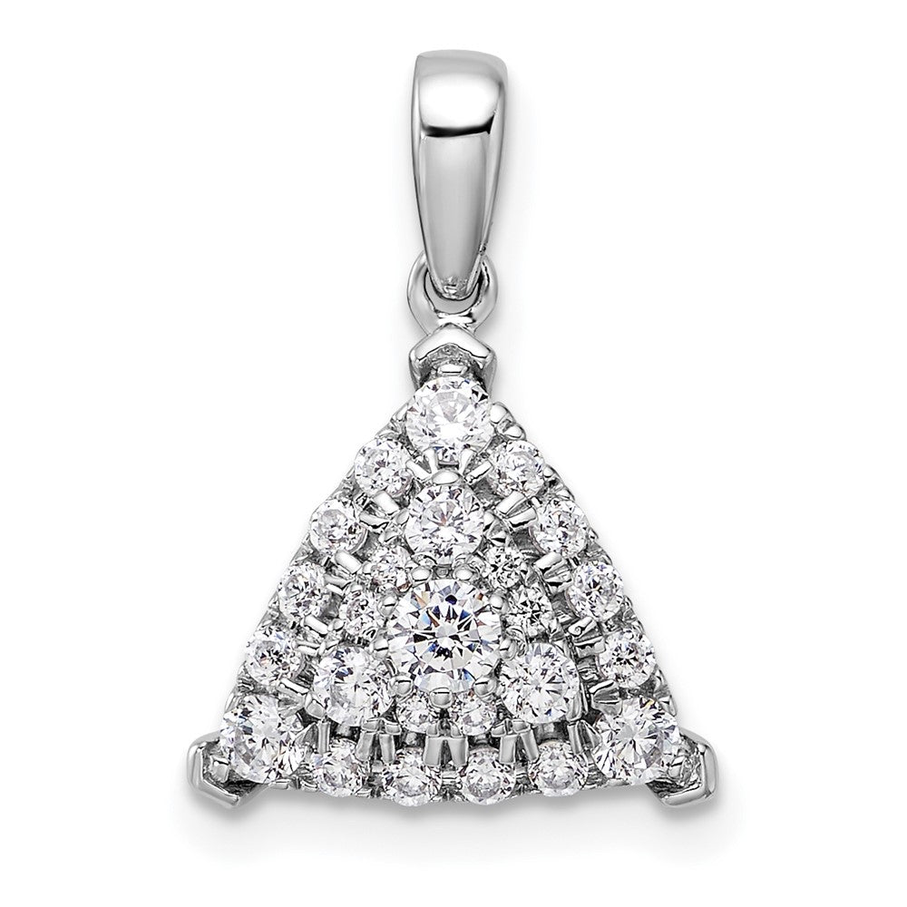 14K White Gold Lab Grown VS/SI FGH Dia Triangle Cluster Pendant