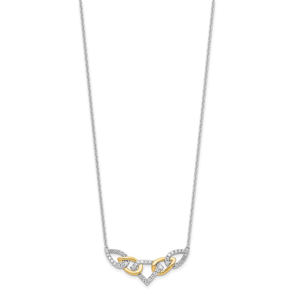 14K Two-Tone Lab Grown VS/SI FGH Dia Linked Teardrop Necklace