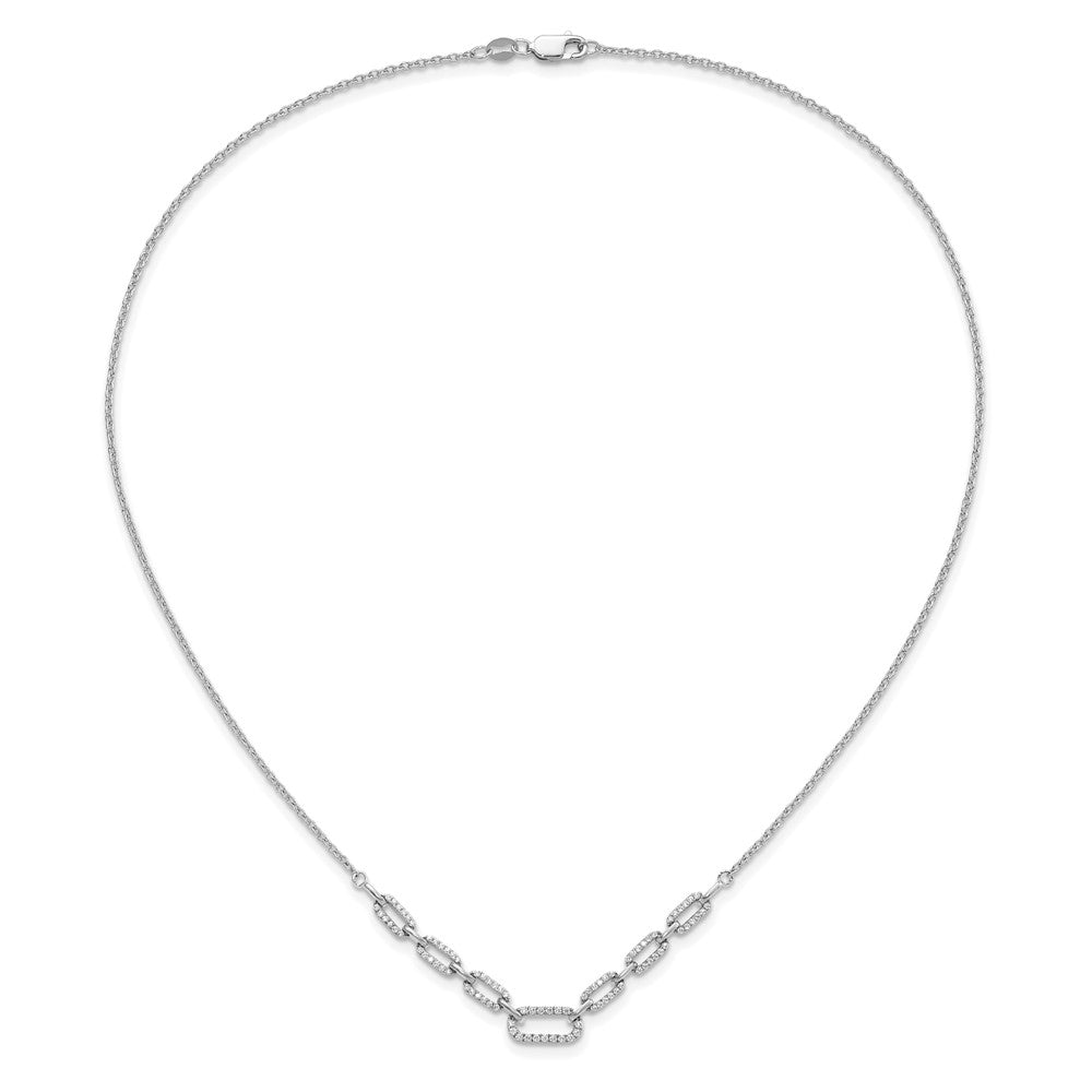 14K White Gold Lab Grown VS/SI FGH Dia Fancy Link Necklace