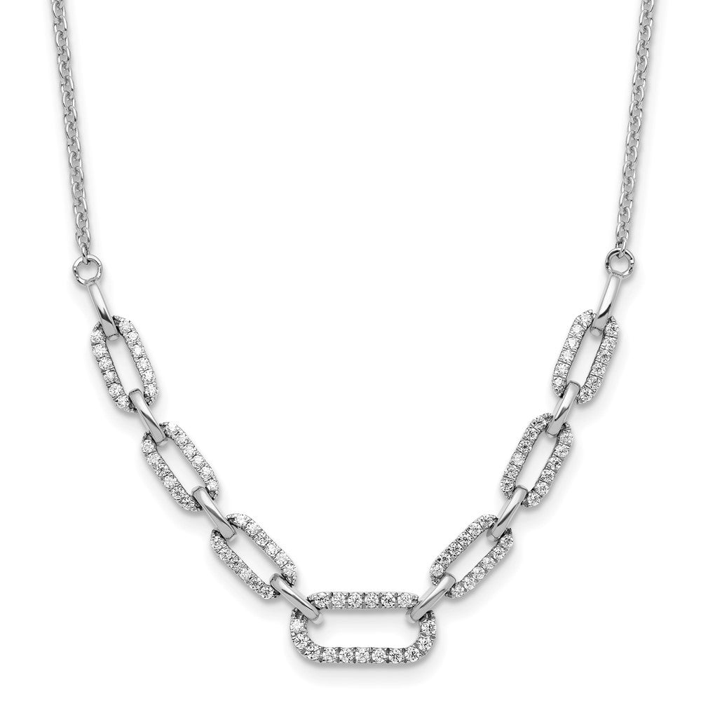 14K White Gold Lab Grown VS/SI FGH Dia Fancy Link Necklace