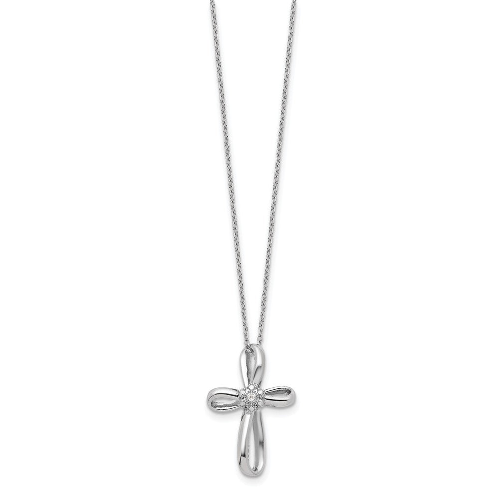 14K White Gold Lab Grown VS/SI FGH Dia Cross Necklace