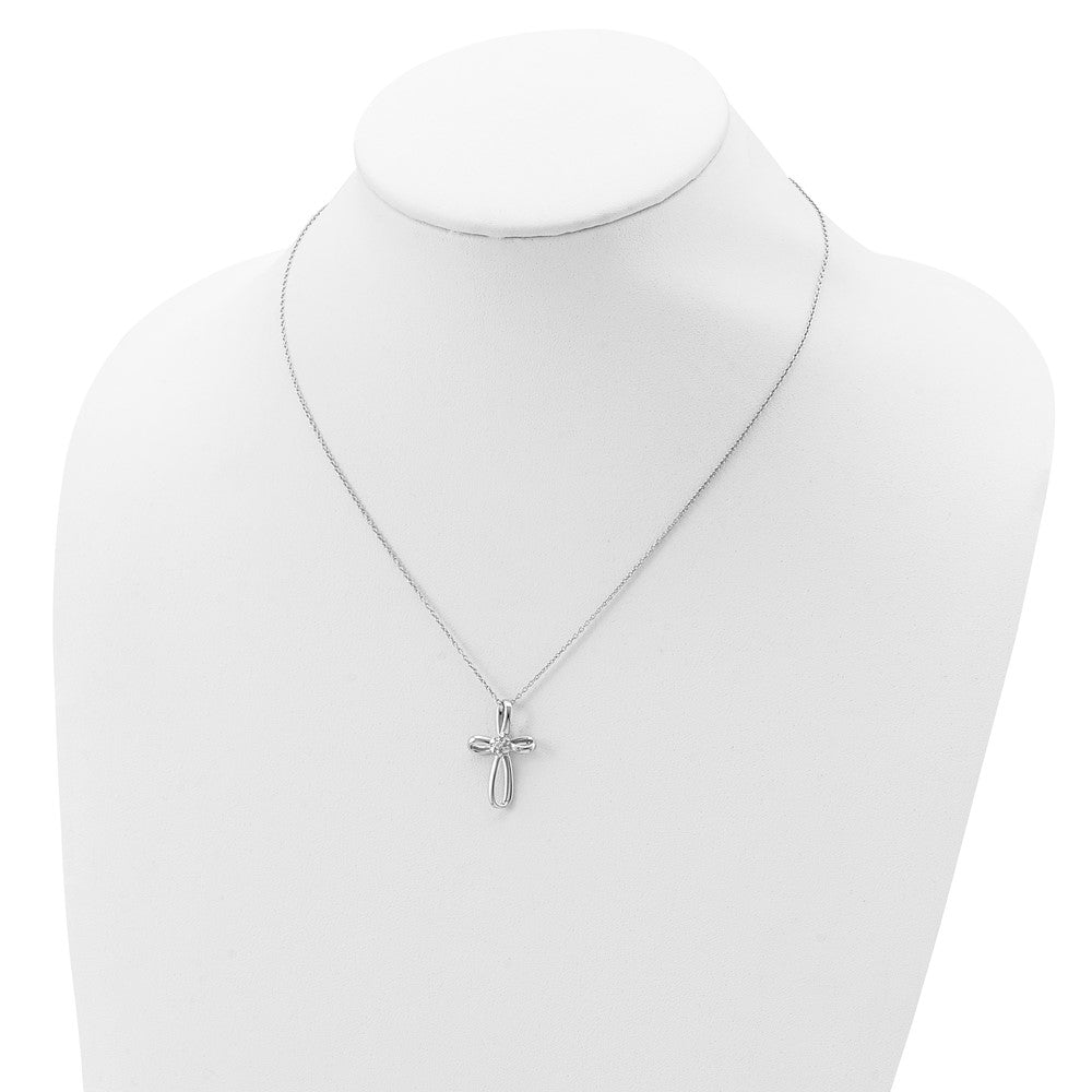 14K White Gold Lab Grown VS/SI FGH Dia Cross Necklace