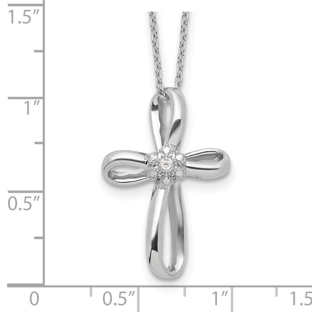 14K White Gold Lab Grown VS/SI FGH Dia Cross Necklace