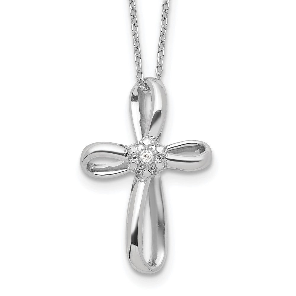 14K White Gold Lab Grown VS/SI FGH Dia Cross Necklace