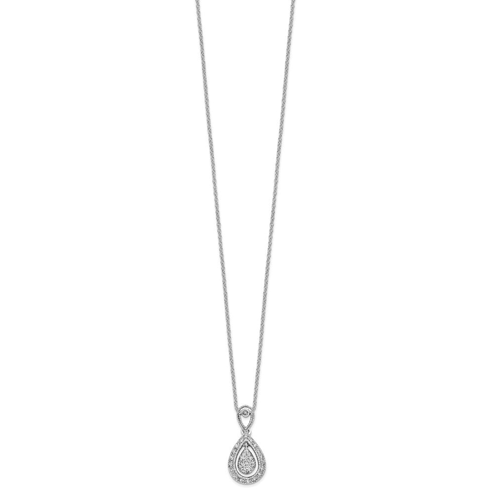 14K White Gold Lab Grown VS/SI FGH Dia Teardrop Pendant Necklace