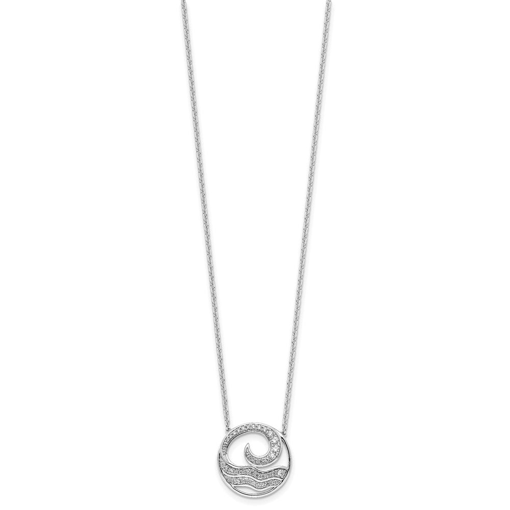 14K White Gold Lab Grown VS/SI FGH Dia Ocean in Circle Necklace