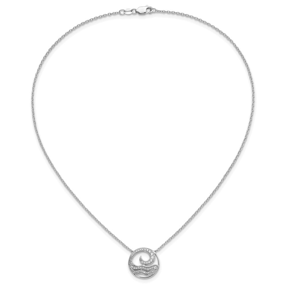 14K White Gold Lab Grown VS/SI FGH Dia Ocean in Circle Necklace