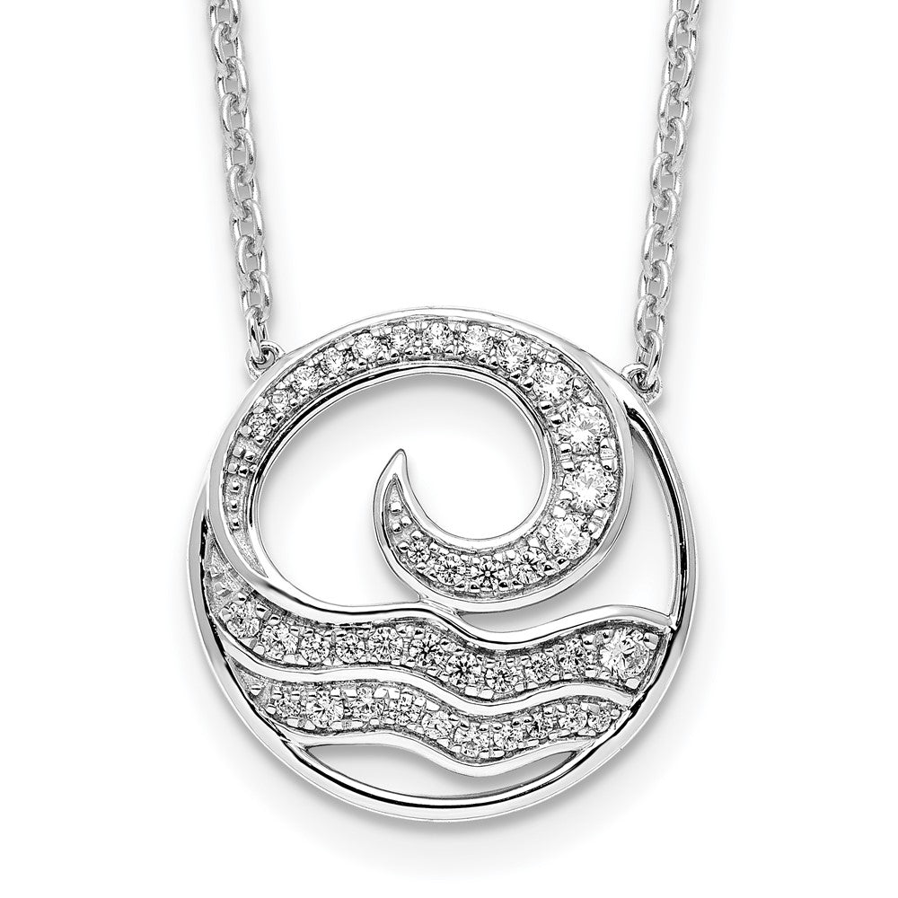 14K White Gold Lab Grown VS/SI FGH Dia Ocean in Circle Necklace