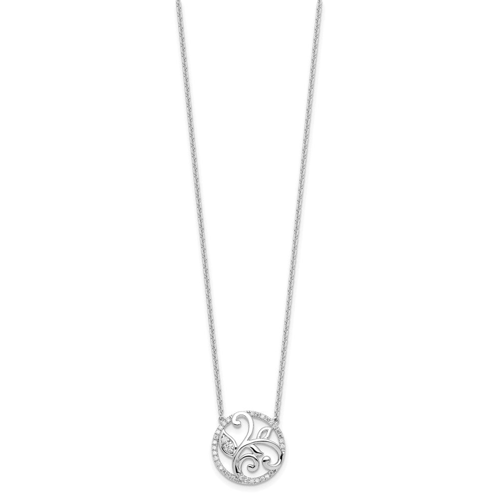 14K White Gold Lab Grown VS/SI FGH Dia Floral Circle Necklace